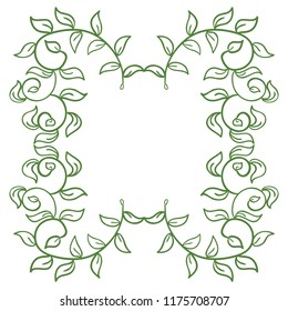 Green nature frame of leaves. Vector illustration