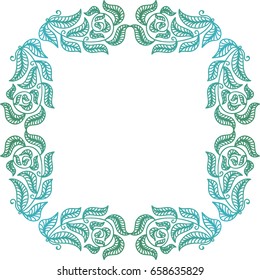 Green nature frame of leaves. Vector illustration.