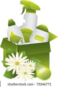 green nature friendly detergent set,vector