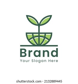 green nature globe logo design