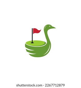 
Green Nature goose and golf course logo design icon stock vector 