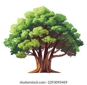 La naturaleza verde crece en la silueta del tronco de árbol sobre blanco