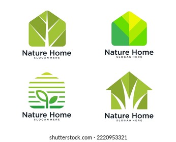 diseño de logotipo de casa de naturaleza verde