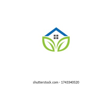 green nature house logo vector
