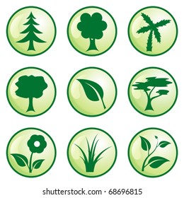 Green nature icon set