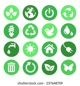 Green Nature Icons Set. Vector EPS10.