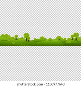 Green Nature Landscape Isolated Transparent Background With Gradient Mesh, Vector Illustration