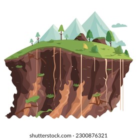 Green nature landscape of a mountain forest over white