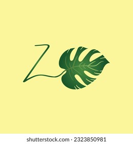 Green Nature Leaf Alphabet Typographic and Logo Illustration