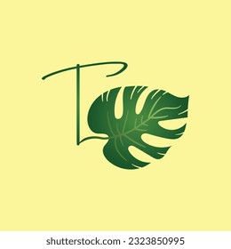 Green Nature Leaf Alphabet Typographic and Logo Illustration