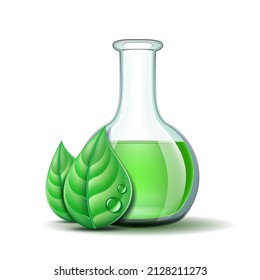 Hojas y matorrales verdes. Plantilla para el diseño ecológico y laboratorio industrial Eco. Ilustración del vector aislada en fondo blanco