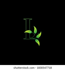 Green Nature Leaf Letter L Initial Logo Icon Concept Monogram leaves with Letter Template