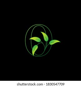 Green Nature Leaf Letter O Initial Logo Icon Concept Monogram leaves with Letter Template