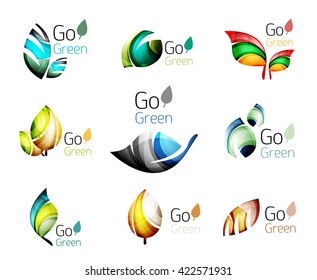 Green nature leaf vector concept icon set. Vector illustration
