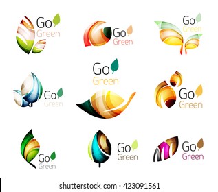 Green nature leaf vector concept icon set. Vector illustration