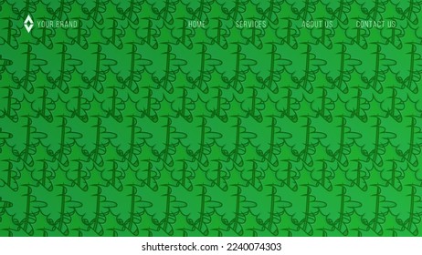 Green nature leaves background vector website template. Floral pattern, Tropical leaf with line arts, jungle plants, Exotic pattern with palm leaves. web vector illustration