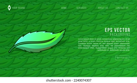 Green nature leaves background vector website template. Floral pattern, Tropical leaf with line arts, jungle plants, Exotic pattern with palm leaves. web vector illustration