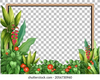 Green nature leaves frame transparent background illustration