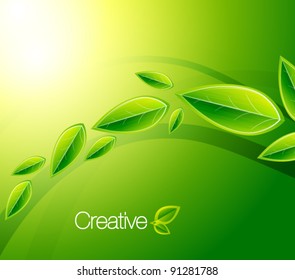 Green nature leaves vector background