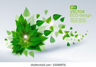 Green nature leaves vector background.Think Green. Ecology Concept.