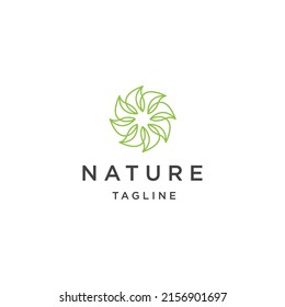 Green nature line logo design template
