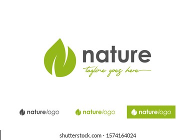 Green Nature Logo. Abstract Leaf and water symbol letter N Vector Logo Design Template Element