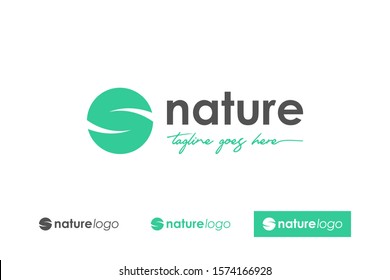 Green Nature Logo. Abstract Leaf symbol letter S Vector Logo Design Template Element