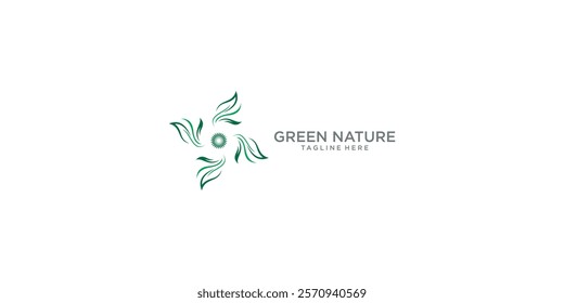 Green nature logo design with modern concept premium vector