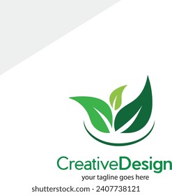 Green Nature Logo Design Template. Vector Leaf Tree Outline Logo Design. Usable for Nature, Cosmetic, Healthcare and Beauty Logo.