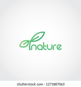 green nature logo . gradation color vector template design