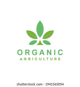 Green Nature logo vector design with organic style for agriculture and botanical