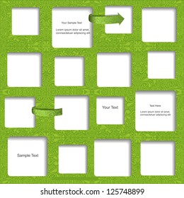 Green nature modern abstract vector text box set with pattern