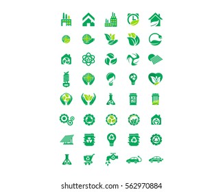 green nature natural plant herb image vector icon logo set