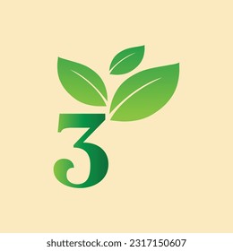Green Nature Number with Organic Leaf Logo