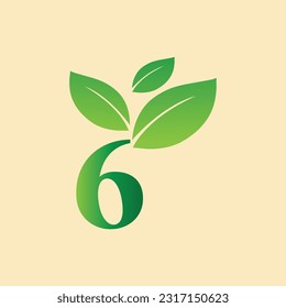Green Nature Number with Organic Leaf Logo