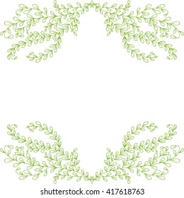 Green nature pattern frame with beautiful branch of tree vector illustration