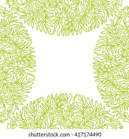 Green nature pattern frame vector illustration