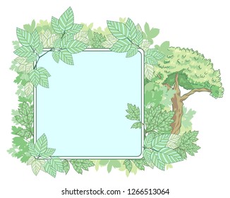 Green nature placard with leaves