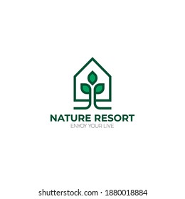 green nature resort logo vector