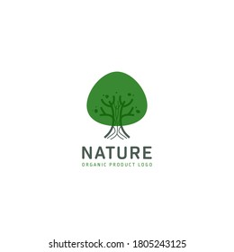 Green nature rounded simple tree logo icon symbol vector design