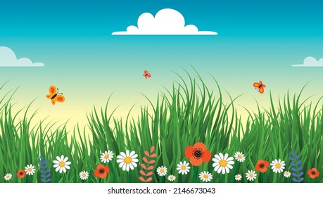 Green Nature Scenery With Grass