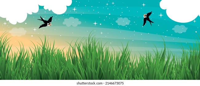 Green Nature Scenery With Grass