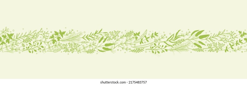 Patrón ininterrumpido de naturaleza verde, fondo vegetal, diseño vectorial fresco dibujado a mano