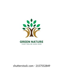 Green Nature Shade Tree Logo Template.