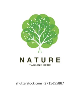 Diseño de logotipo de árbol de naturaleza verde con ilustración de hojas