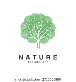 Diseño de logotipo de árbol de naturaleza verde con ilustración de hojas