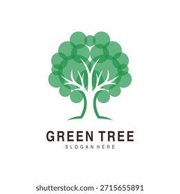 Ilustração do projeto do logotipo da árvore da natureza verde com folhas