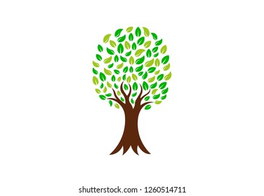 Green Nature Tree, Vector Logo