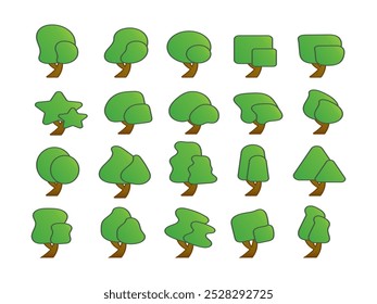 Green Nature Trees Illustration Set