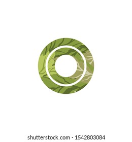 Green Nature Tropical Letter O logo.  Vector design concept tropical green leaves and letter O .